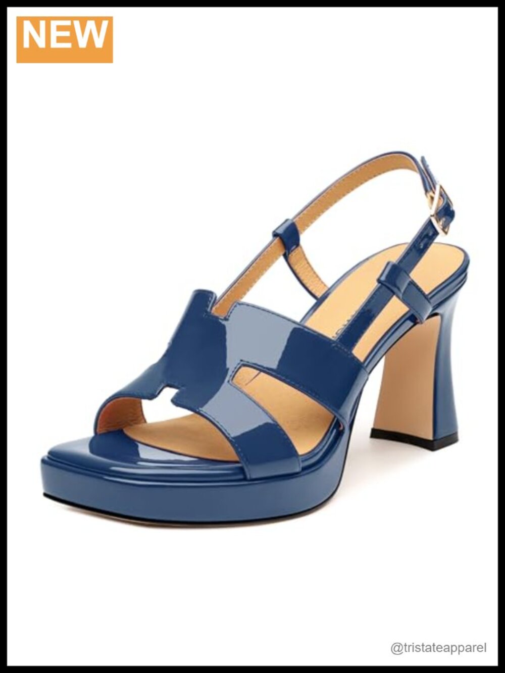 Faux Leather Platform Block Heel Strappy Slingback Sandals Open Toe